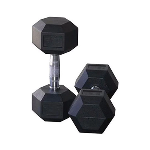 Rubber Hex Dumbbell Set 2.5kg–15kg with A-Frame Rack