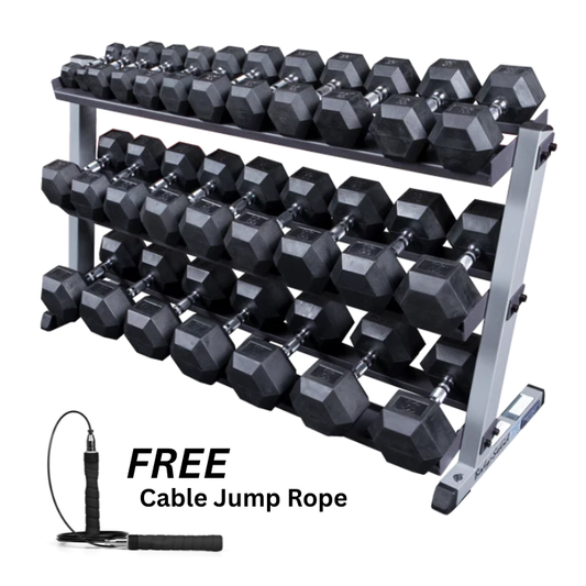 Body-Solid 2.5kg to 30kg Dumbbell Set and Rack Bundle