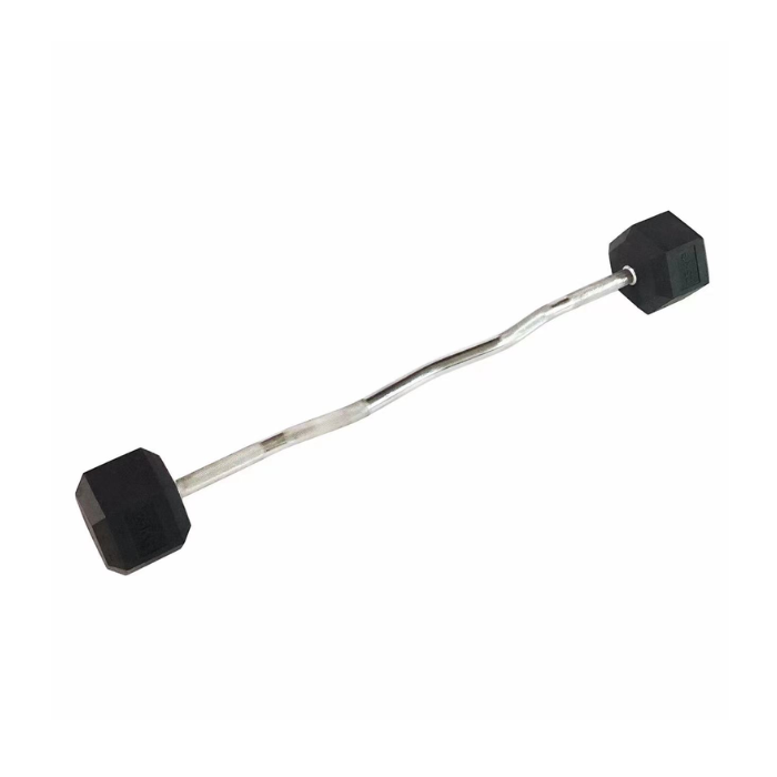 Rubber Hex EZ Curl Barbell 15kg