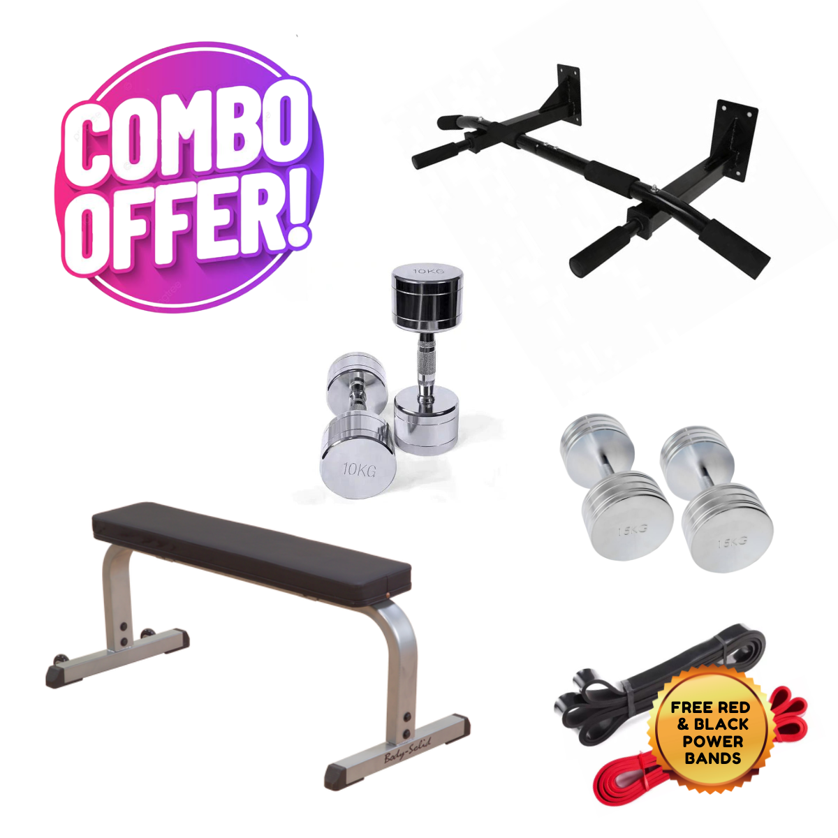 Body-Solid Home Workout Bench Training Starter Combo